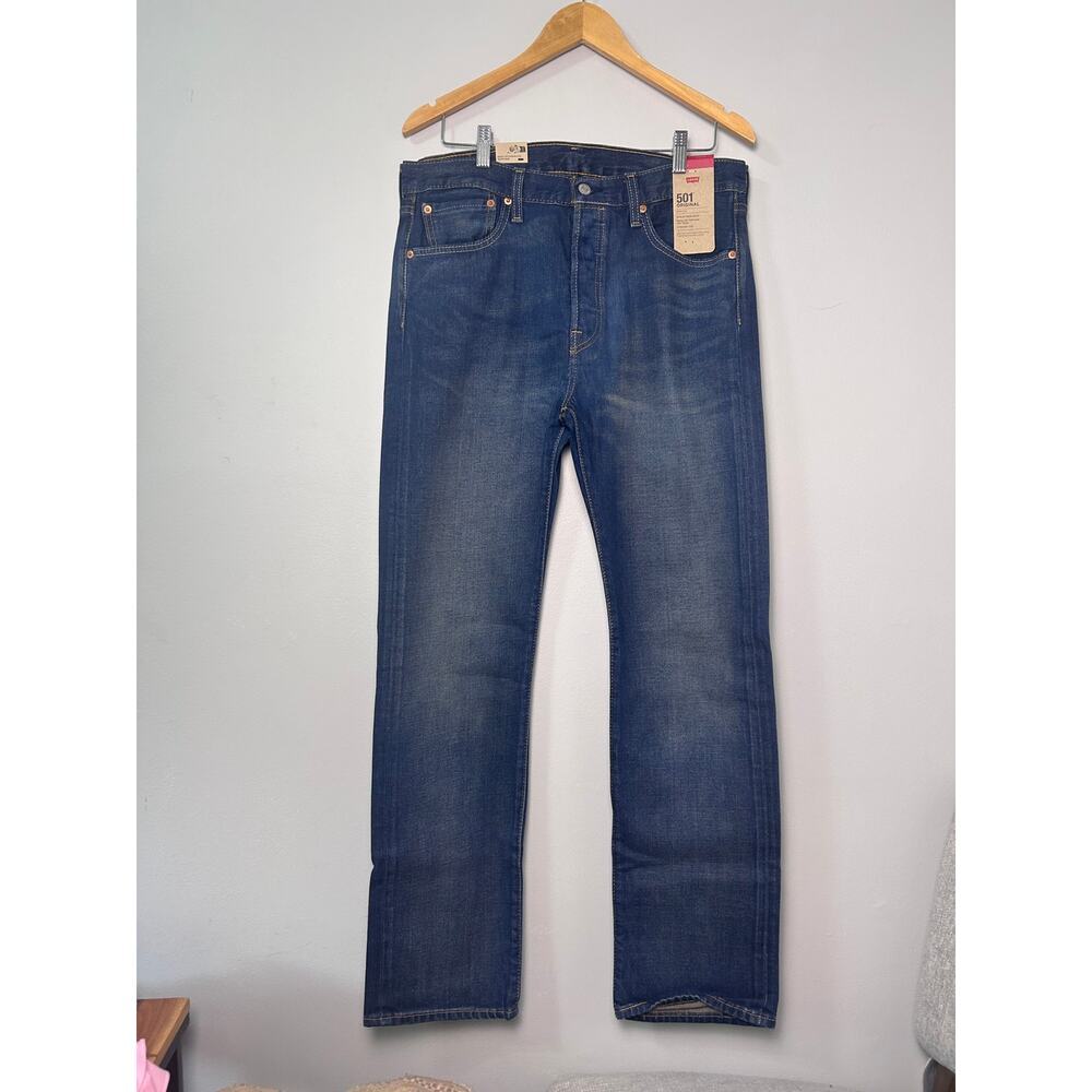 NWT Levi's 501 Original Men's Jeans Dark Wash Straight Leg Denim Levis 33 x 32 - Picture 2 of 10